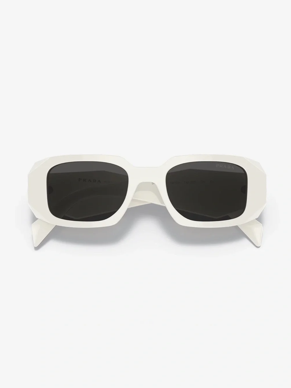 Prada White Oversized Angular Sunglasses with Dark Lenses